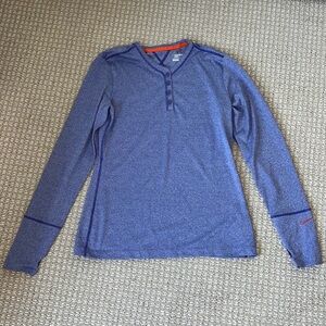 Nike Golf Size M Purple Top Dri Fit Sport Henley Button Long Sleeve Thumbholes